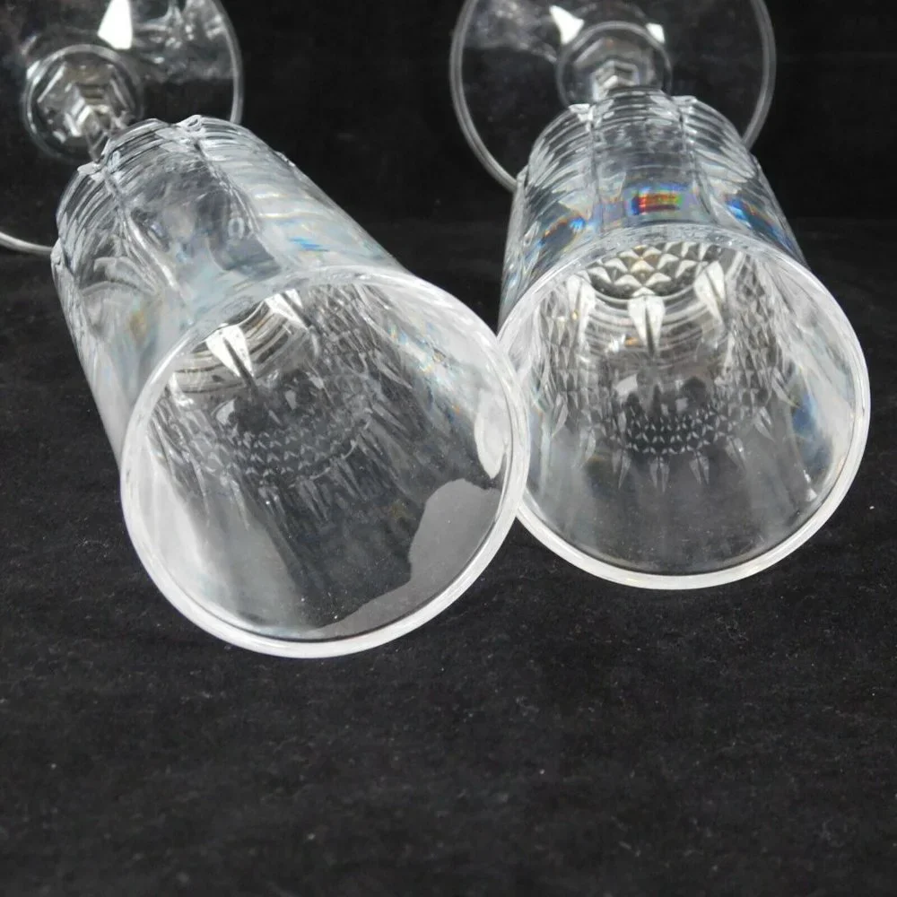 Set of 2 Cut Crystal Champagne Flutes 8.5 in tall Hexagonal Stem Brilliant Cut - Picture 5 of 9